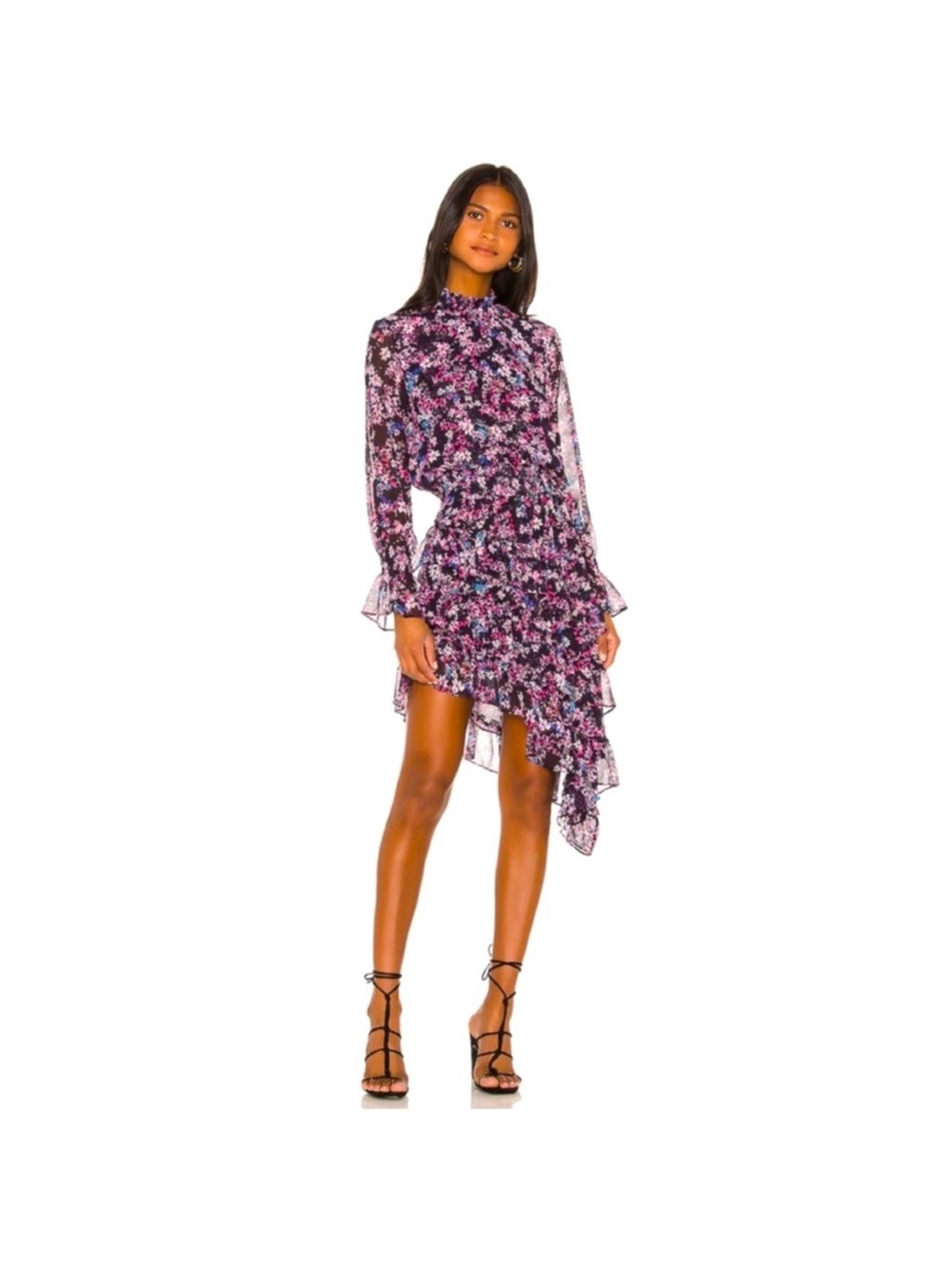 Misa Los Angeles Floral Savannah Dress size XS ruffle layers texture chiffon
